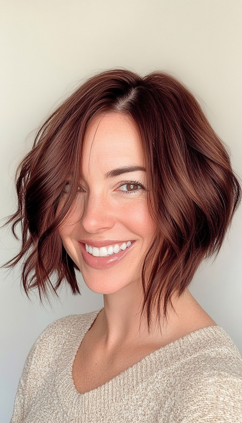 12. Layered Bob in Cool Mahogany Brown (Chic Short Haircuts) - Chic Short Haircuts