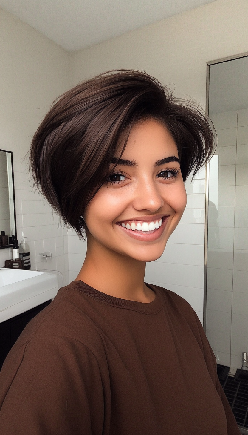 13. Asymmetrical Pixie in Dark Chocolate (Chic Short Haircuts) - Chic Short Haircuts