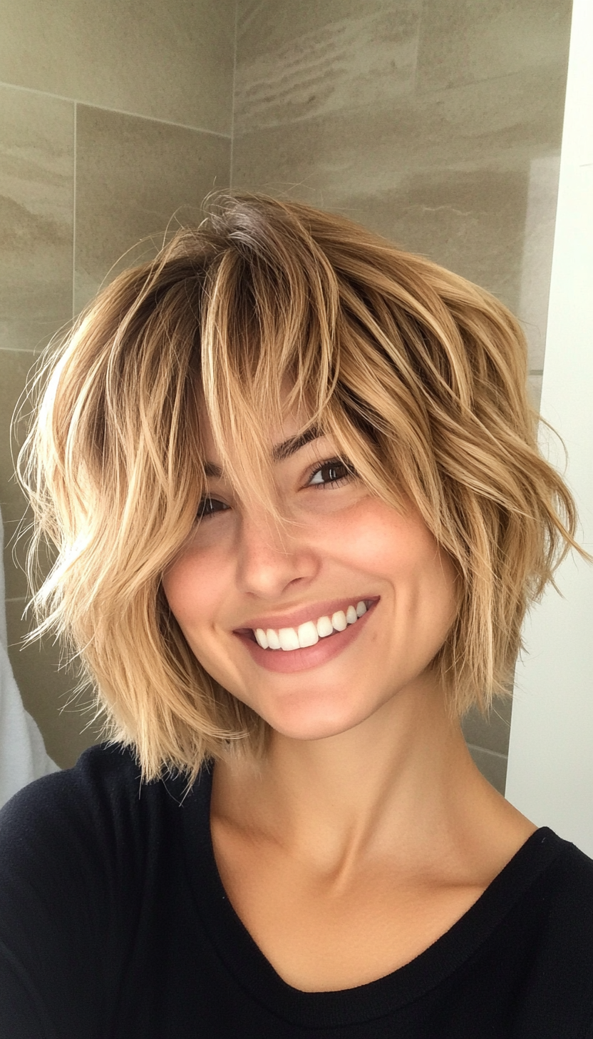 14. Shaggy Bob in Golden Ash Blonde (Chic Short Haircuts) - Chic Short Haircuts