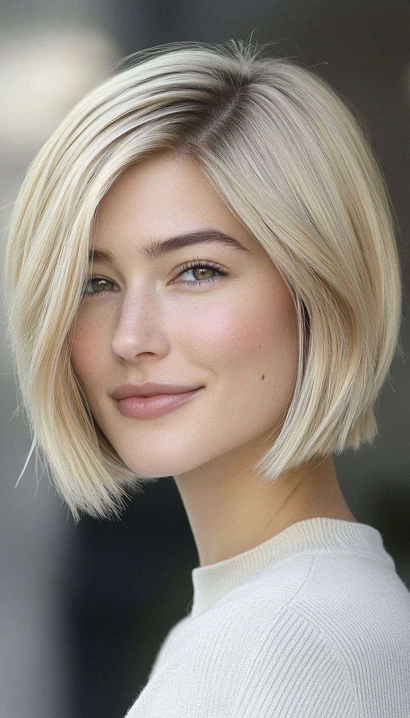 22. Rounded Bob in Soft Beige Blonde (Chic Short Haircuts) - Chic Short Haircuts