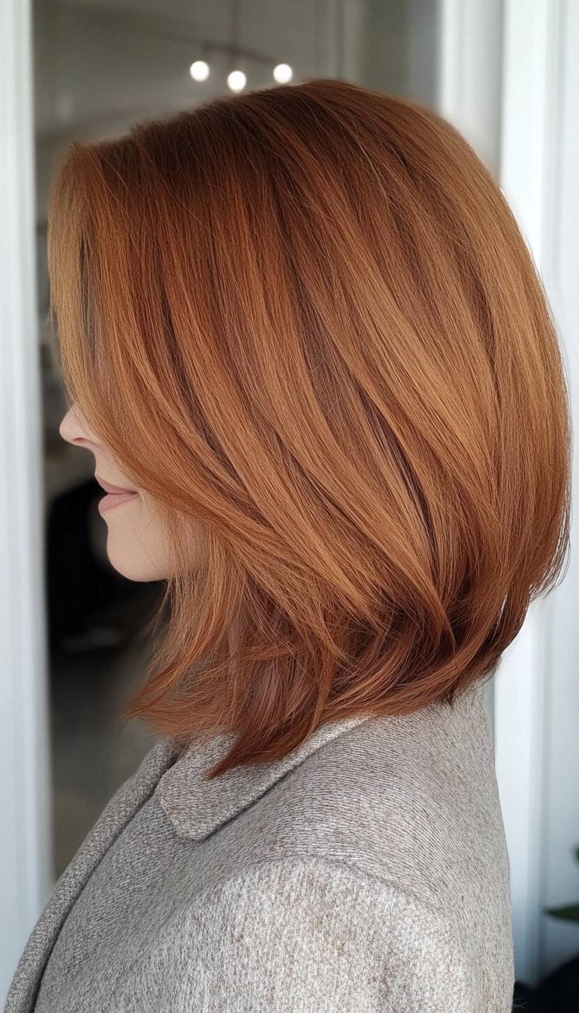 1. Classic Feathered Bob in Warm Chestnut (Hairstyles For Thin Straight Hair) - Hairstyles For Thin Straight Hair
