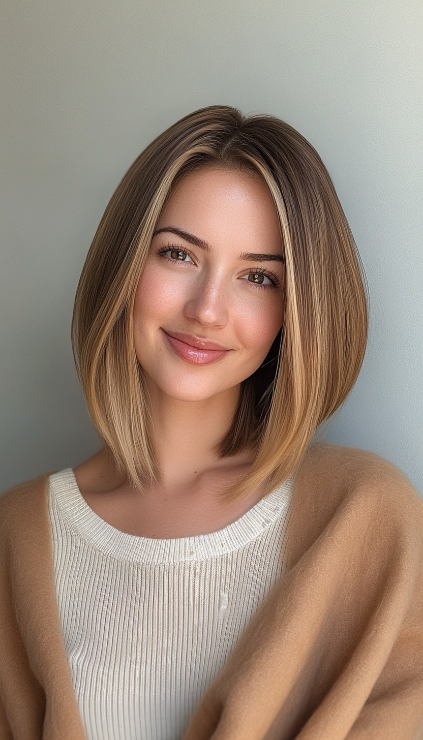 2. Blunt Lob with Subtle Highlights (Hairstyles For Thin Straight Hair) - Hairstyles For Thin Straight Hair