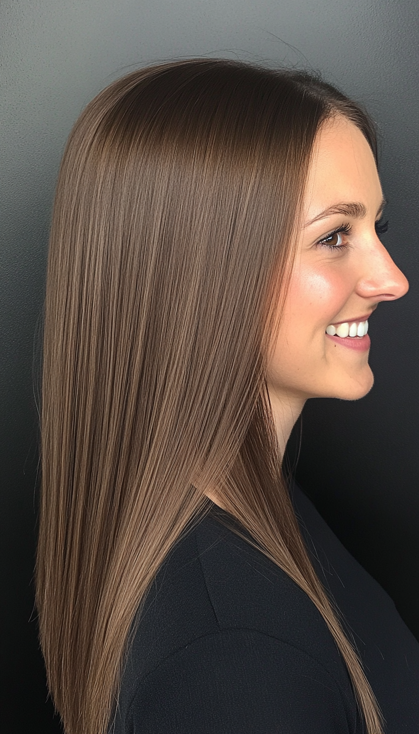 5. Straight Cut with Espresso Elegance (Hairstyles For Thin Straight Hair) - Hairstyles For Thin Straight Hair
