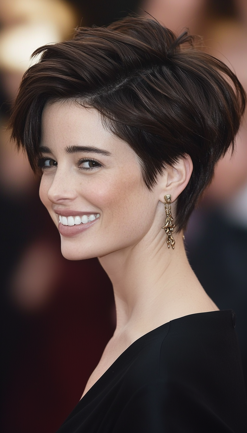 7. Textured Pixie in Dark Chocolate (Hairstyles For Thin Straight Hair) - Hairstyles For Thin Straight Hair