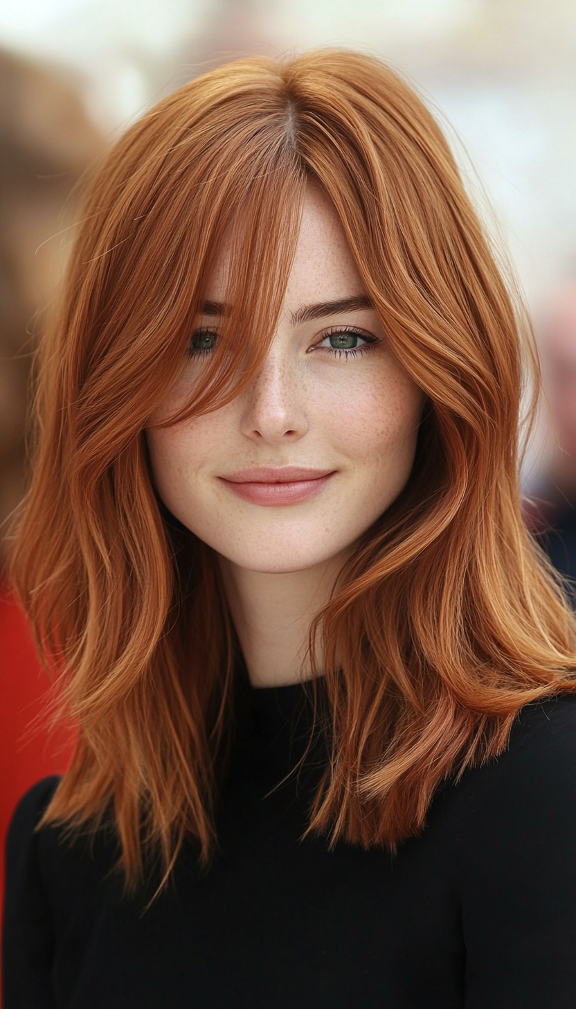 8. Layered Collarbone Cut in Soft Auburn (Hairstyles For Thin Straight Hair) - Hairstyles For Thin Straight Hair