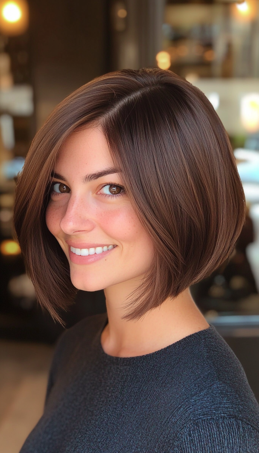 10. Graduated Bob in Warm Mocha (Hairstyles For Thin Straight Hair) - Hairstyles For Thin Straight Hair