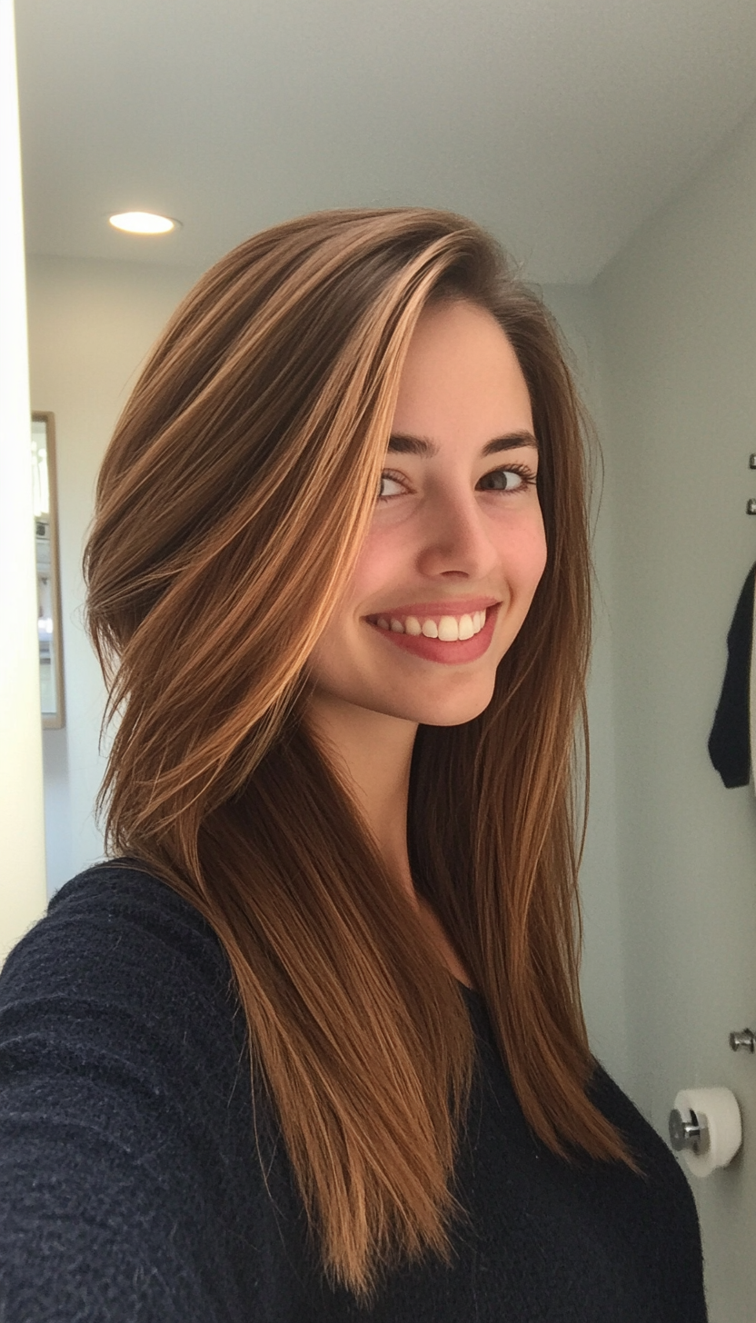 25. Asymmetrical Cut in Warm Maple Brown (Hairstyles For Thin Straight Hair) - Hairstyles For Thin Straight Hair