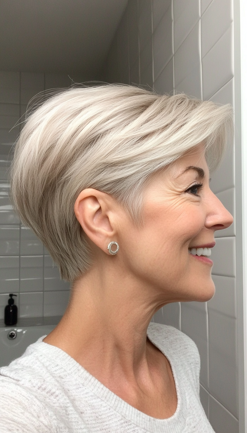 3. Ash Blonde Tapered Crop (Short Hairstyles For Women Over 60) - Short Hairstyles For Women Over 60