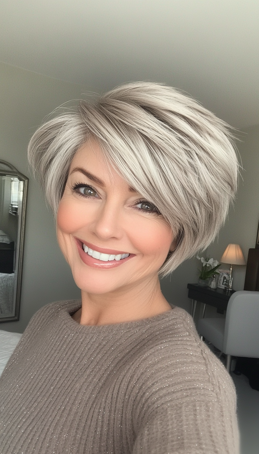 12. Silver Beige Textured Crop (Short Hairstyles For Women Over 60) - Short Hairstyles For Women Over 60