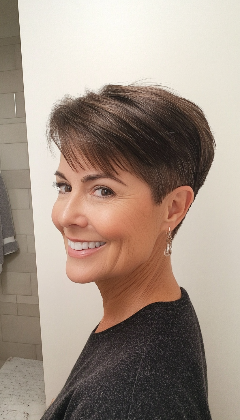 17. Natural Brunette Crop (Short Hairstyles For Women Over 60) - Short Hairstyles For Women Over 60