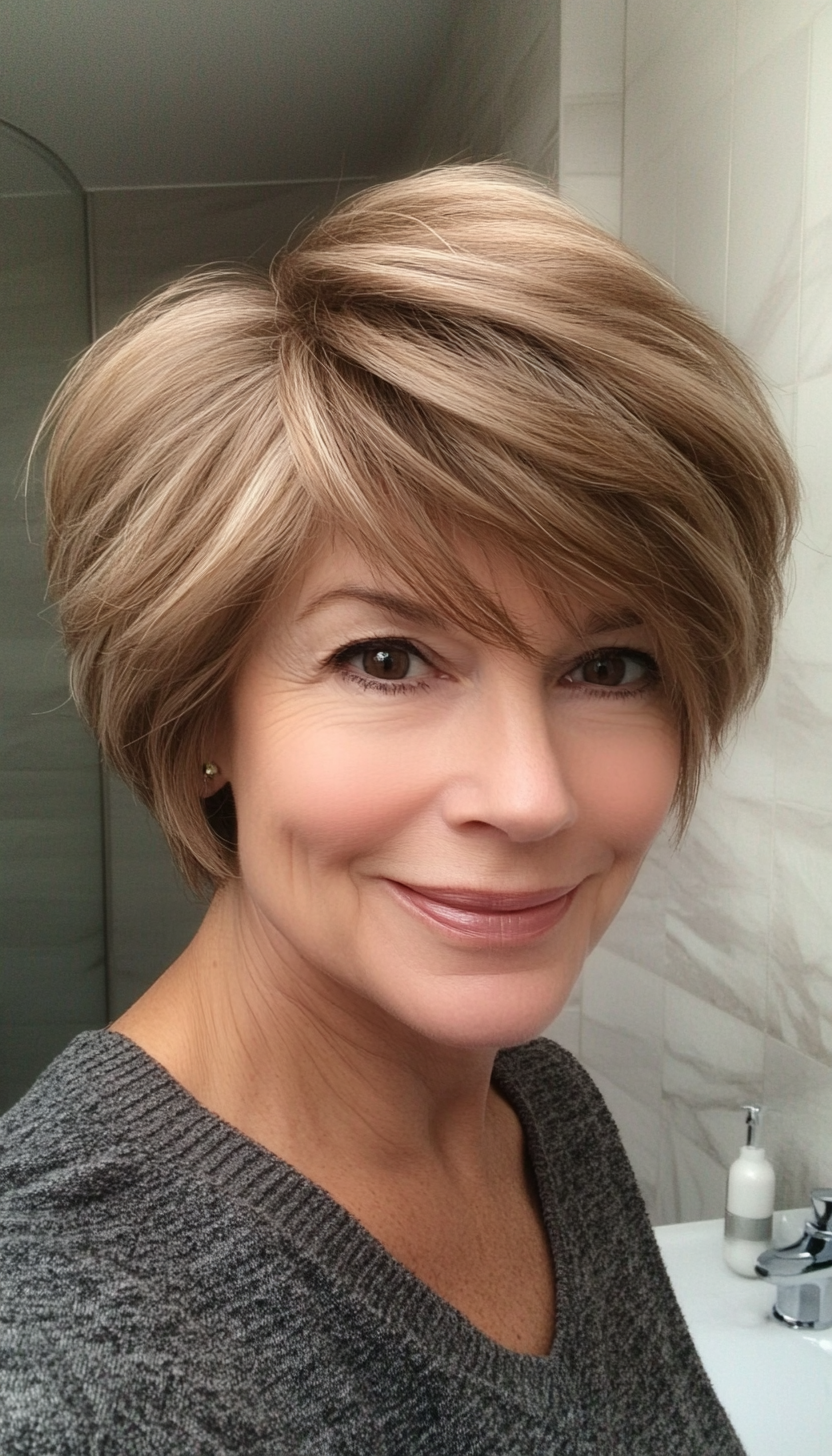 19. Light Brown Wispy Bob (Short Hairstyles For Women Over 60) - Short Hairstyles For Women Over 60