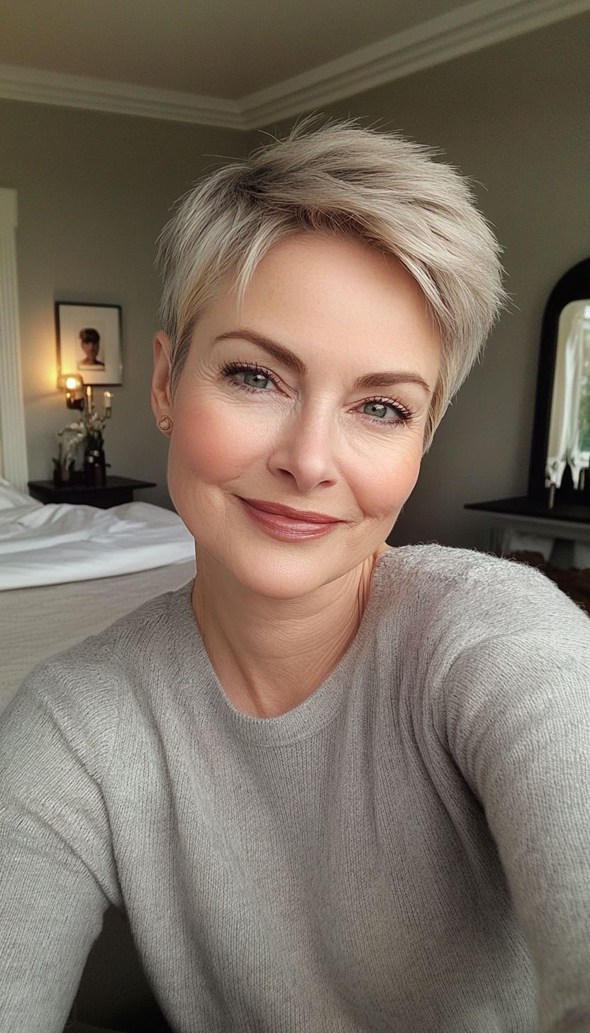 22. Golden Ash Short Crop (Short Hairstyles For Women Over 60) - Short Hairstyles For Women Over 60