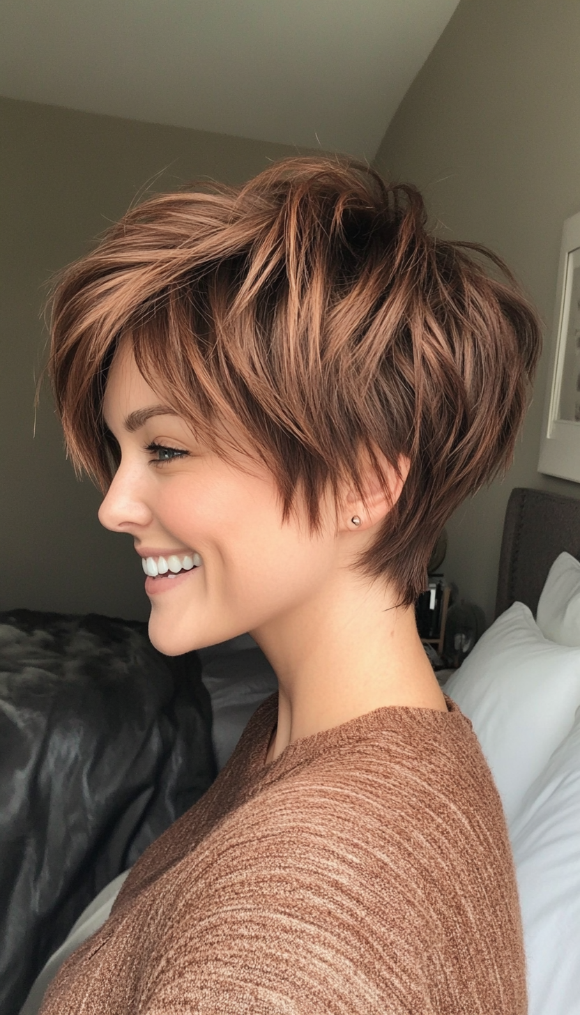 3. Choppy Pixie with Auburn Undertones (Long Pixie Cuts) - Long Pixie Cuts