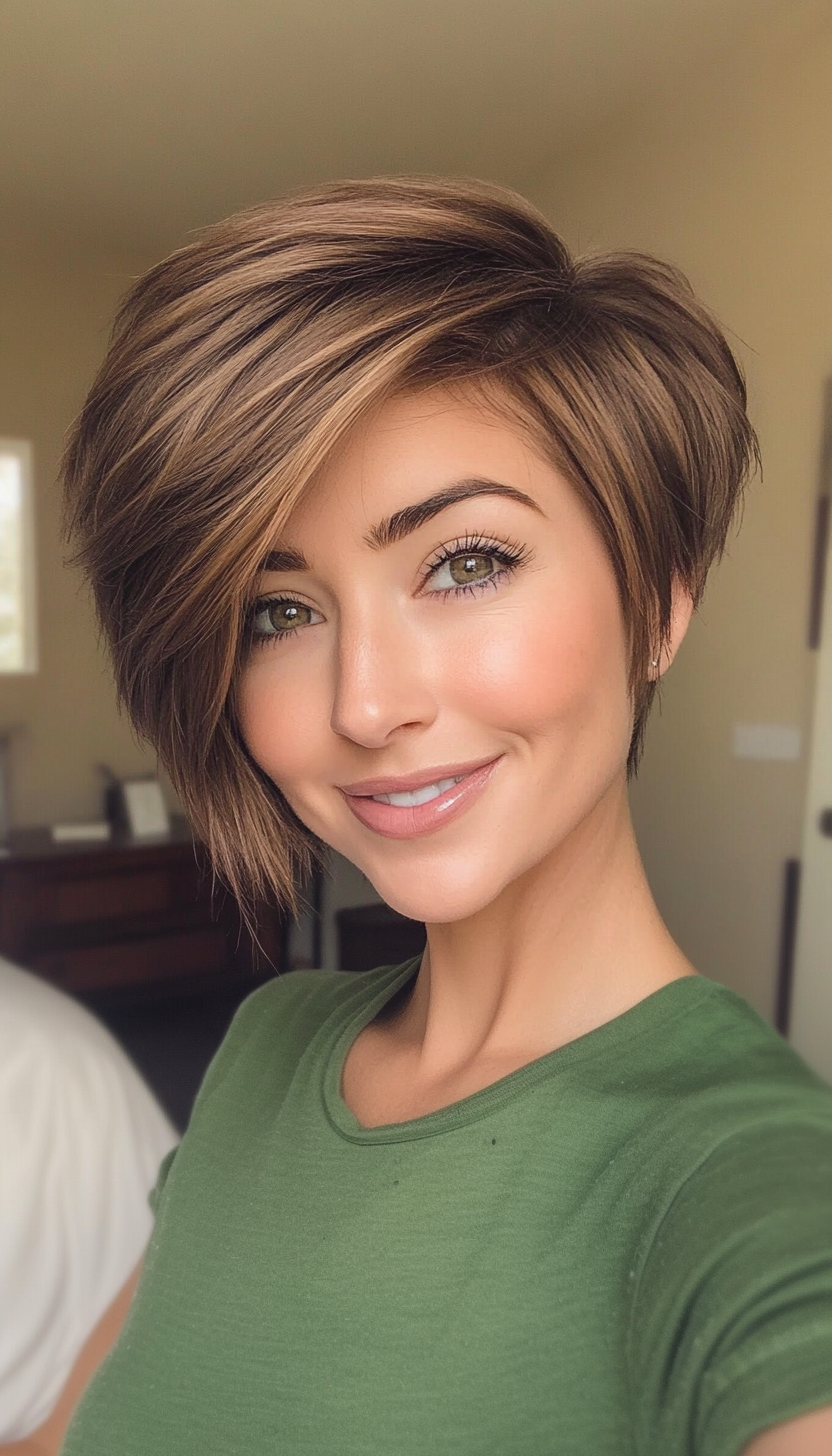 6. Voluminous Pixie in Soft Ash Brown (Long Pixie Cuts) - Long Pixie Cuts