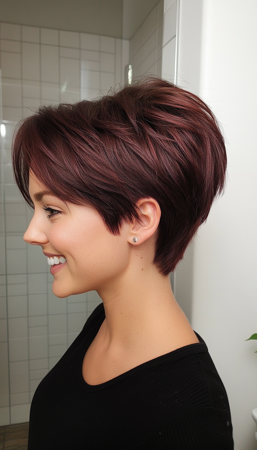 19. Disconnected Pixie in Deep Mahogany (Long Pixie Cuts) - Long Pixie Cuts