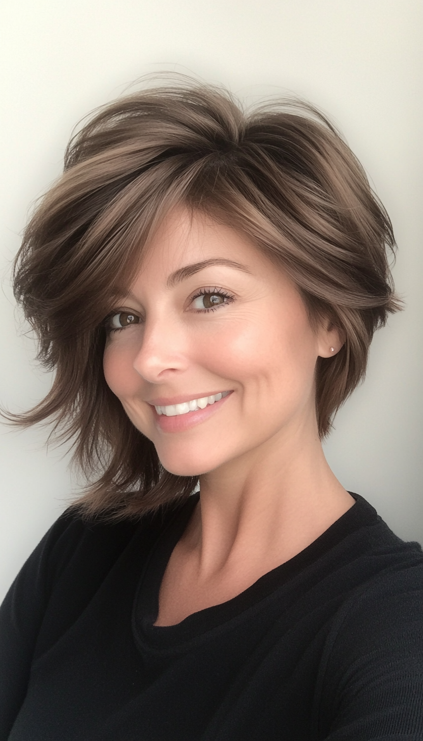 26. Long Pixie with Subtle Waves in Cool Medium Brown (Long Pixie Cuts) - Long Pixie Cuts