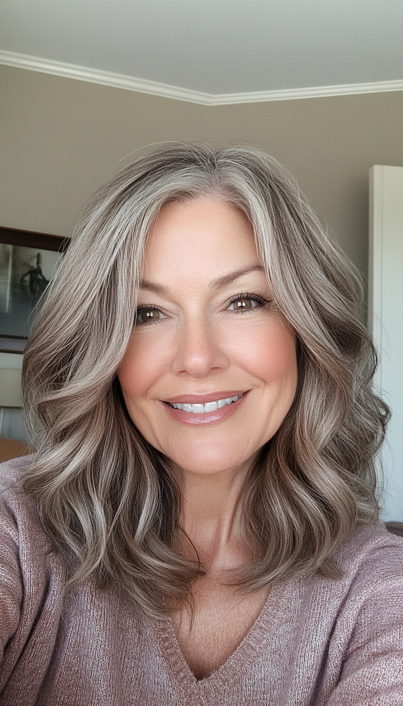5. Wavy Collarbone Cut in Ash Brown (Medium Length Hairstyles For Women Over 50) - Medium Length Hairstyles For Women Over 50