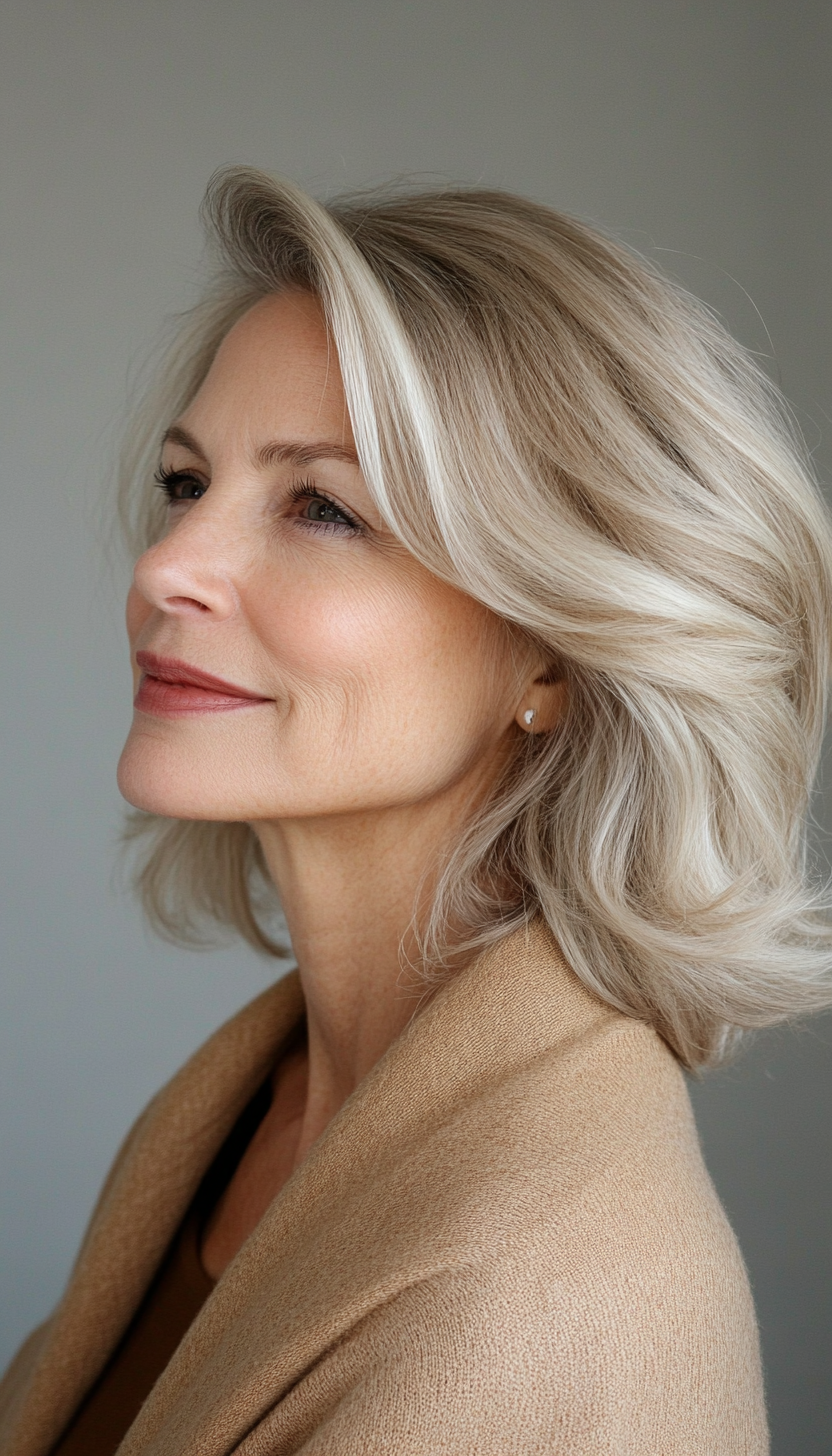 26. Tapered Shoulder Cut in Beige Blonde (Medium Length Hairstyles For Women Over 50) - Medium Length Hairstyles For Women Over 50
