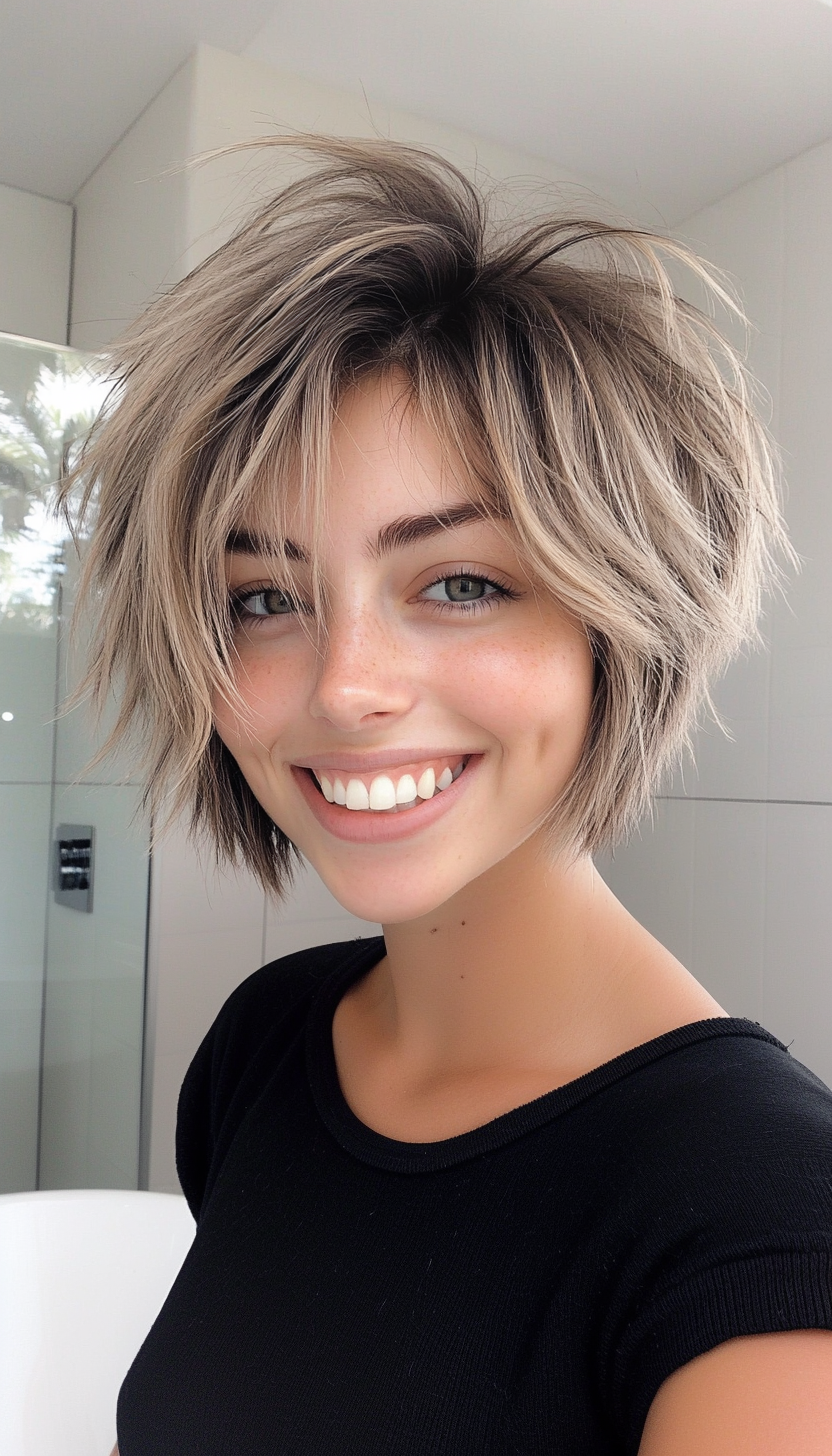 3. Shaggy Crop in Dark Ash Blonde (Short Grunge Haircuts) - Short Grunge Haircuts