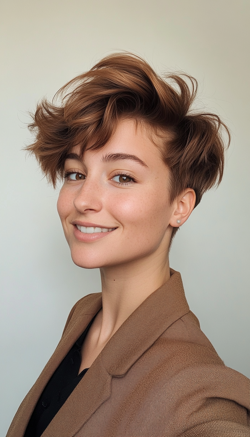 9. Piecey Pixie in Warm Caramel Brown (Short Grunge Haircuts) - Short Grunge Haircuts