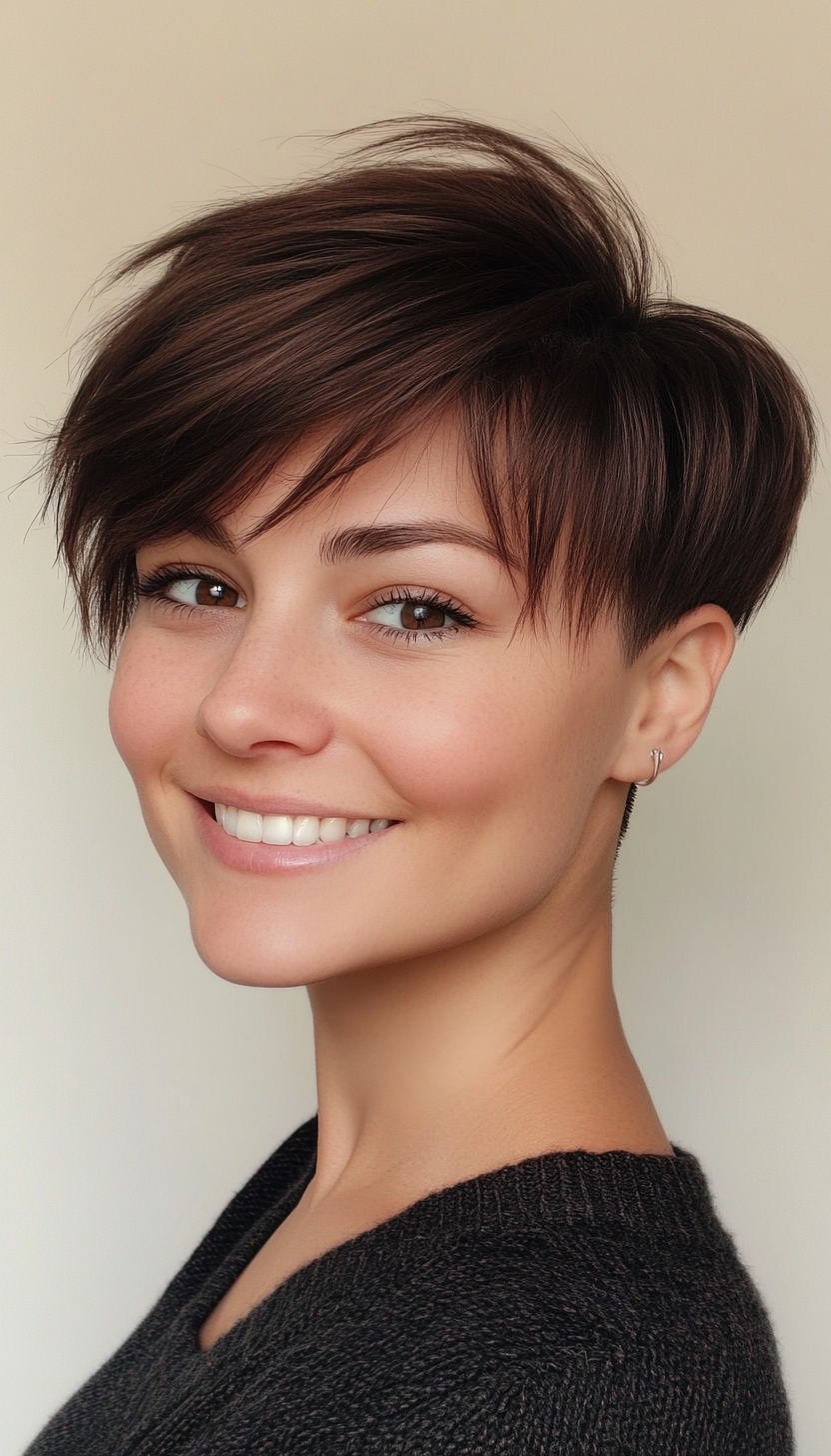 11. Tapered Pixie in Dark Mahogany Brown (Short Grunge Haircuts) - Short Grunge Haircuts