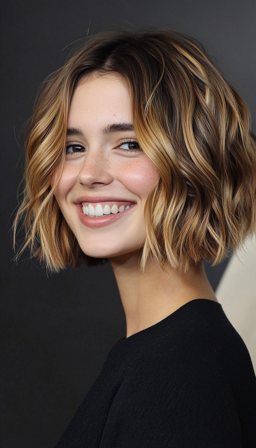 13. Wavy Jaw-Length Bob in Medium Golden Brown (Short Grunge Haircuts) - Short Grunge Haircuts