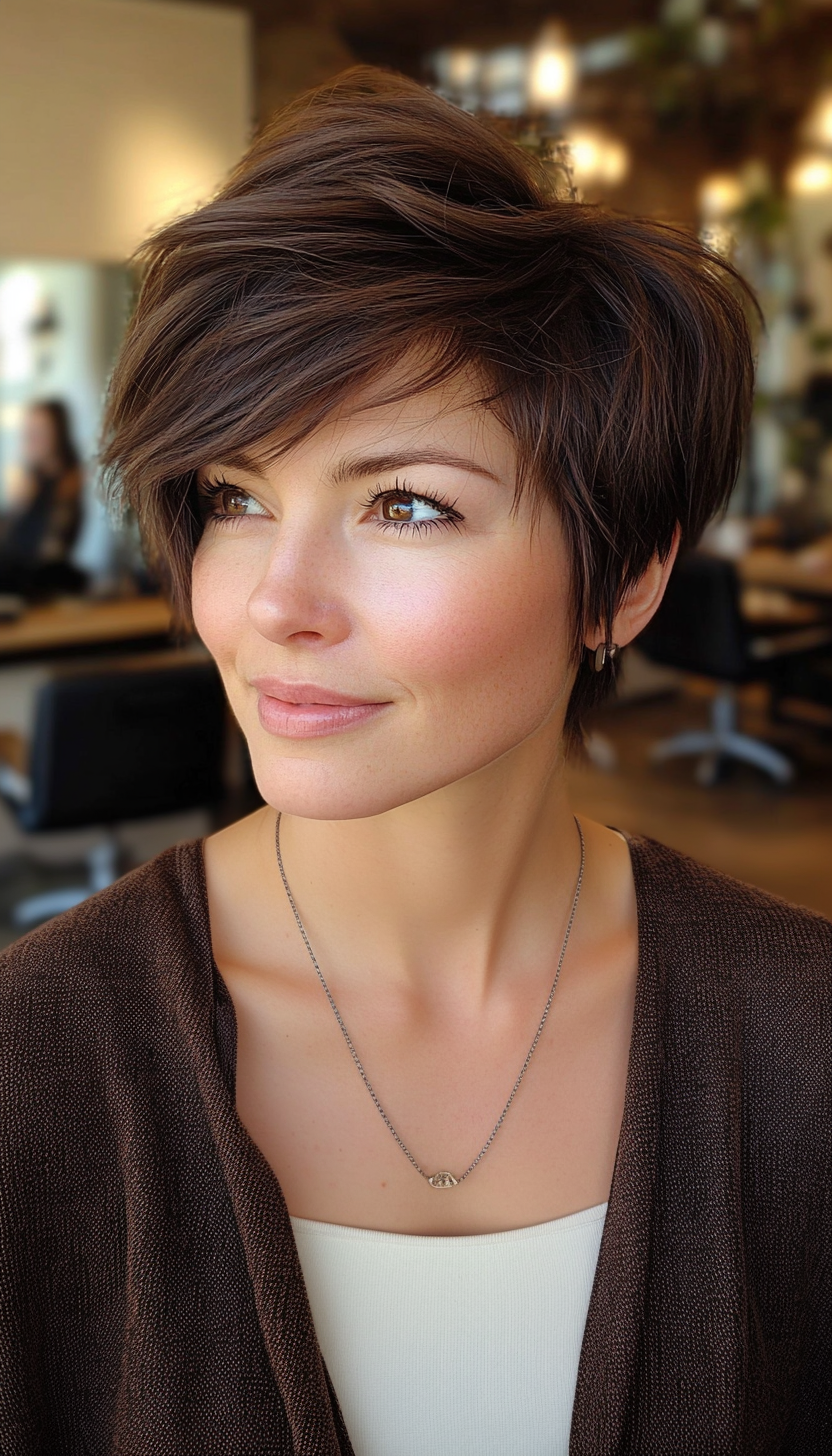 14. Layered Razor Cut in Espresso Brown (Short Grunge Haircuts) - Short Grunge Haircuts