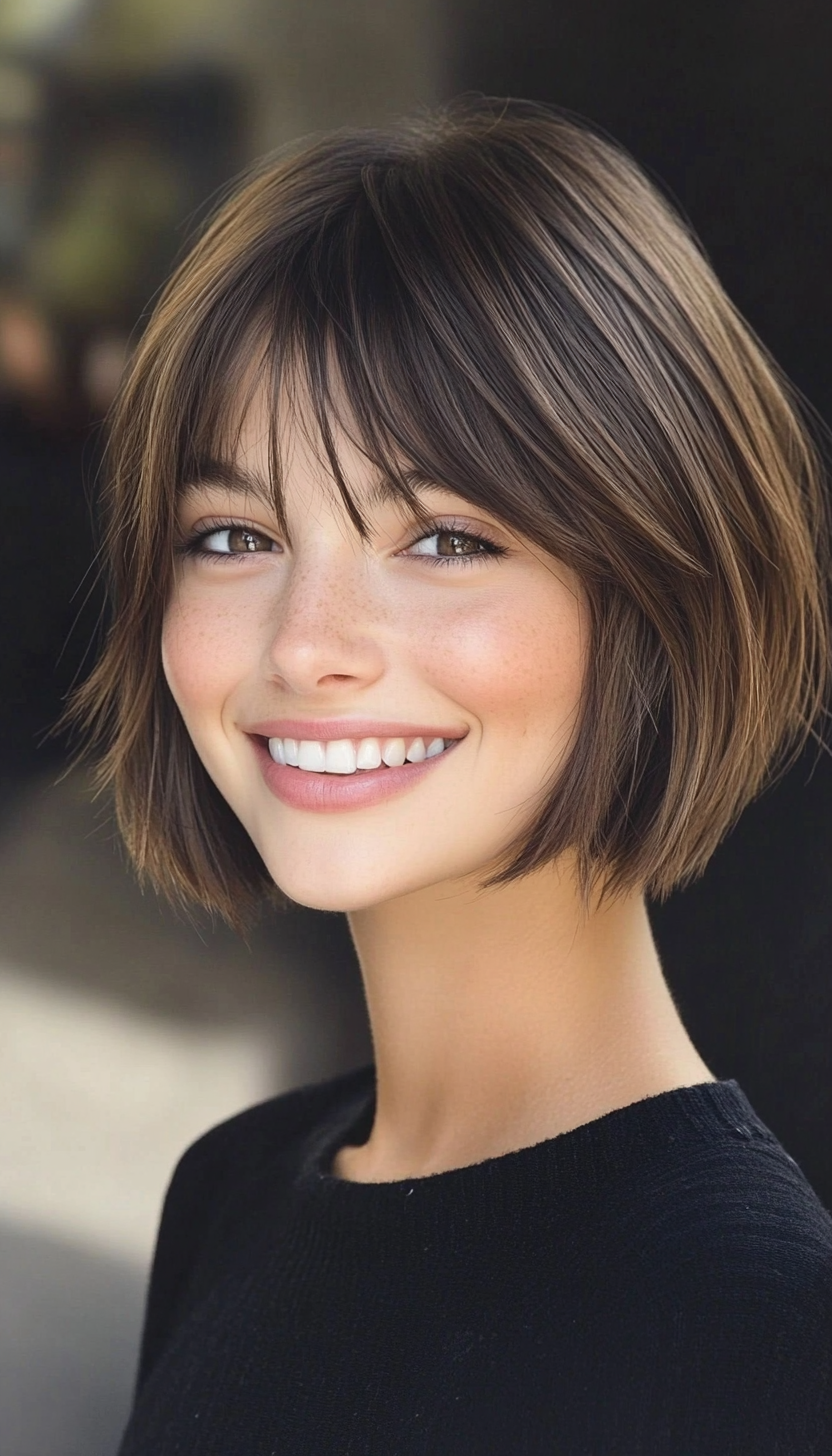 19. Cropped French Bob in Soft Walnut Brown (Short Grunge Haircuts) - Short Grunge Haircuts