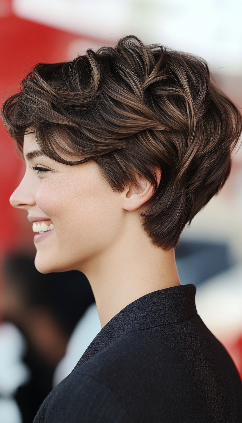 22. Short Wavy Crop in Classic Dark Brown (Short Grunge Haircuts) - Short Grunge Haircuts