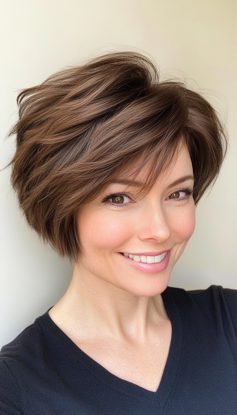 24. Chin-Length Shag in Deep Warm Brunette (Short Grunge Haircuts) - Short Grunge Haircuts