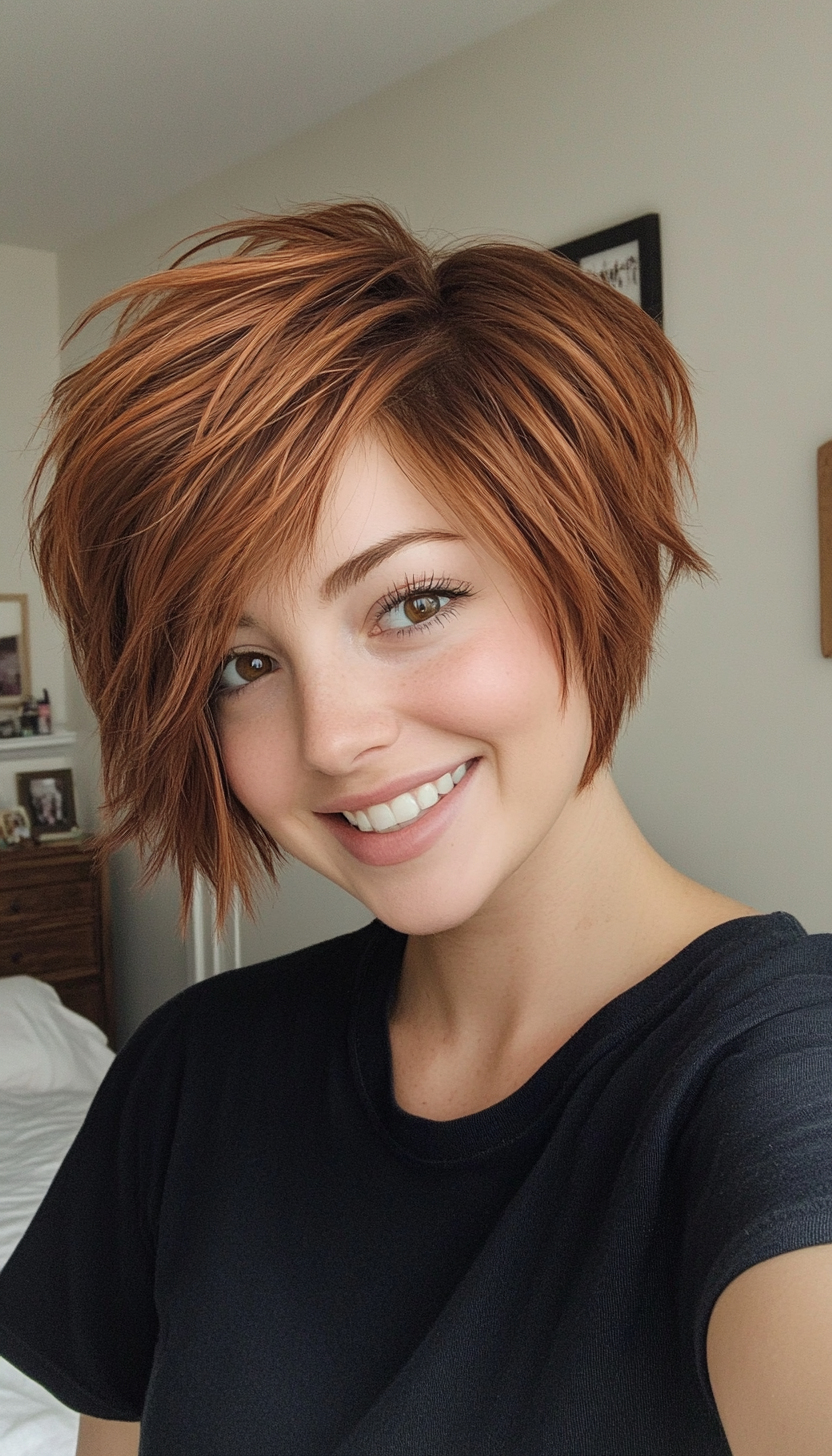 26. Tousled Shag Pixie in Medium Copper Brown (Short Grunge Haircuts) - Short Grunge Haircuts