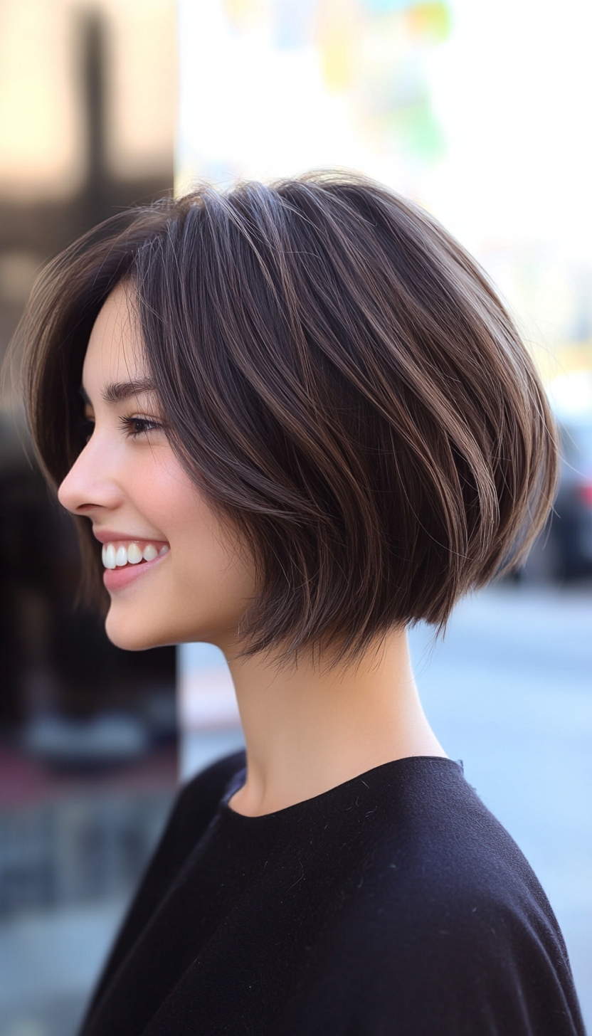 27. Wispy Layered Bob in Natural Ash Brunette (Short Grunge Haircuts) - Short Grunge Haircuts