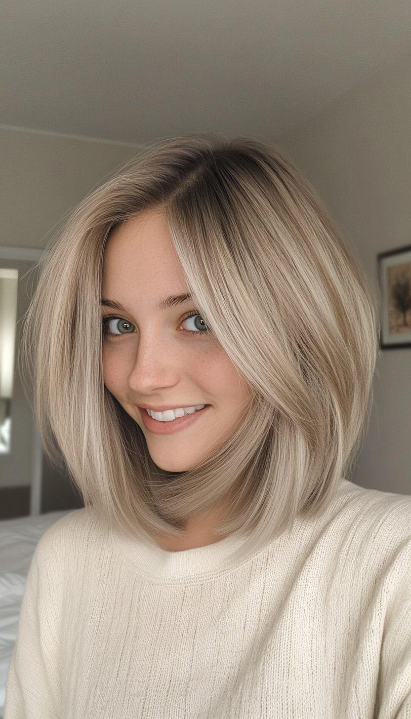 1. Feathered Ash Blonde Bob (Bob Hairstyles For Thin Hair) - Bob Hairstyles For Thin Hair