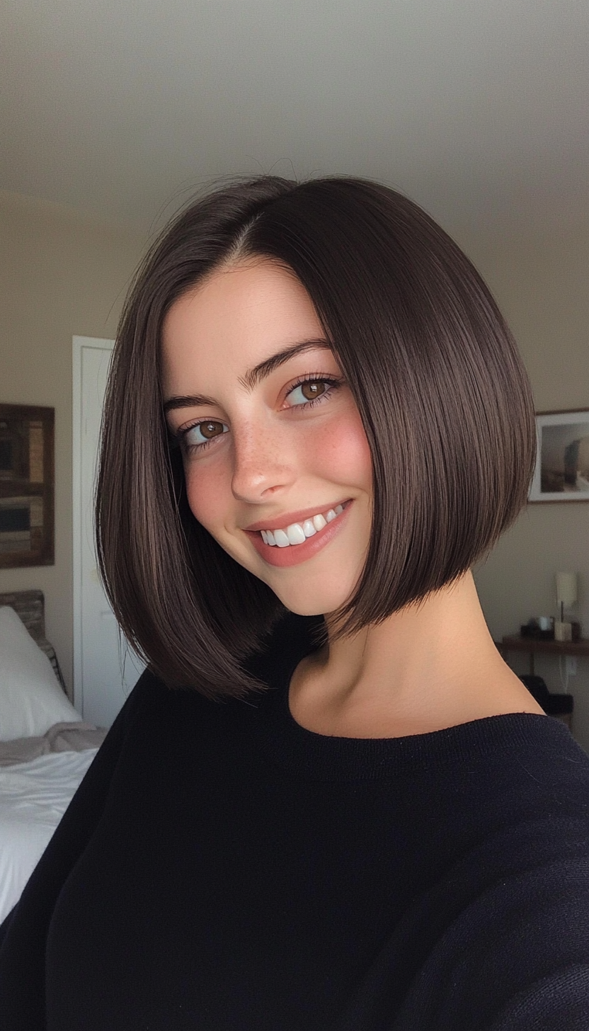 4. Tapered Dark Brown Bob (Bob Hairstyles For Thin Hair) - Bob Hairstyles For Thin Hair