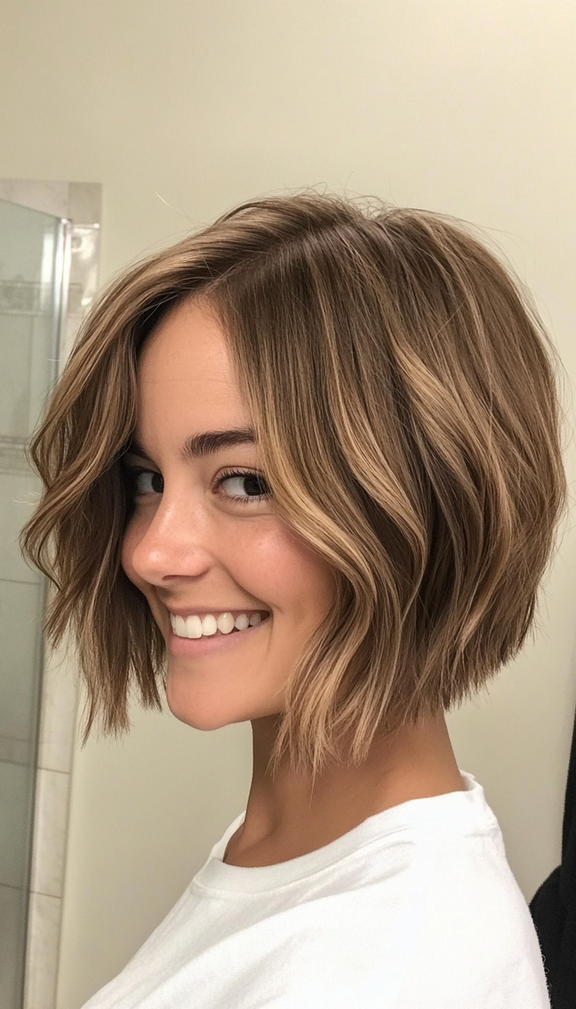 6. Choppy Light Brown Bob with Face-Framing Highlights (Bob Hairstyles For Thin Hair) - Bob Hairstyles For Thin Hair