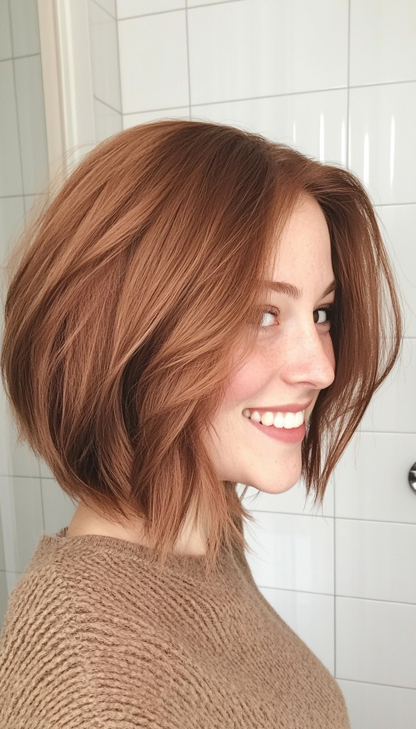 8. Chestnut Bob with Wispy Layers (Bob Hairstyles For Thin Hair) - Bob Hairstyles For Thin Hair