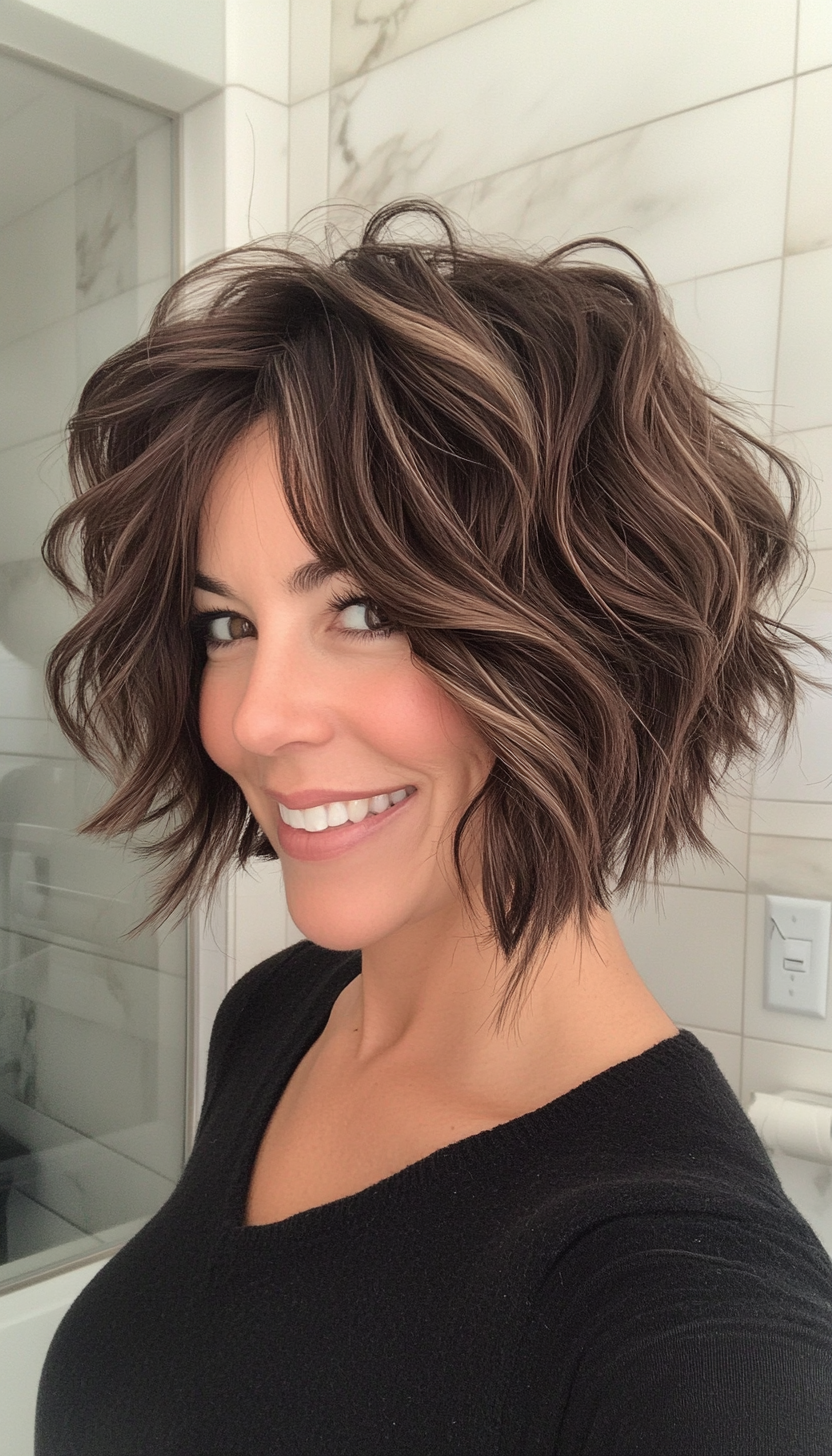 4. Wavy Mocha Bob (Short Shaggy Bob Hairstyles) - Short Shaggy Bob Hairstyles
