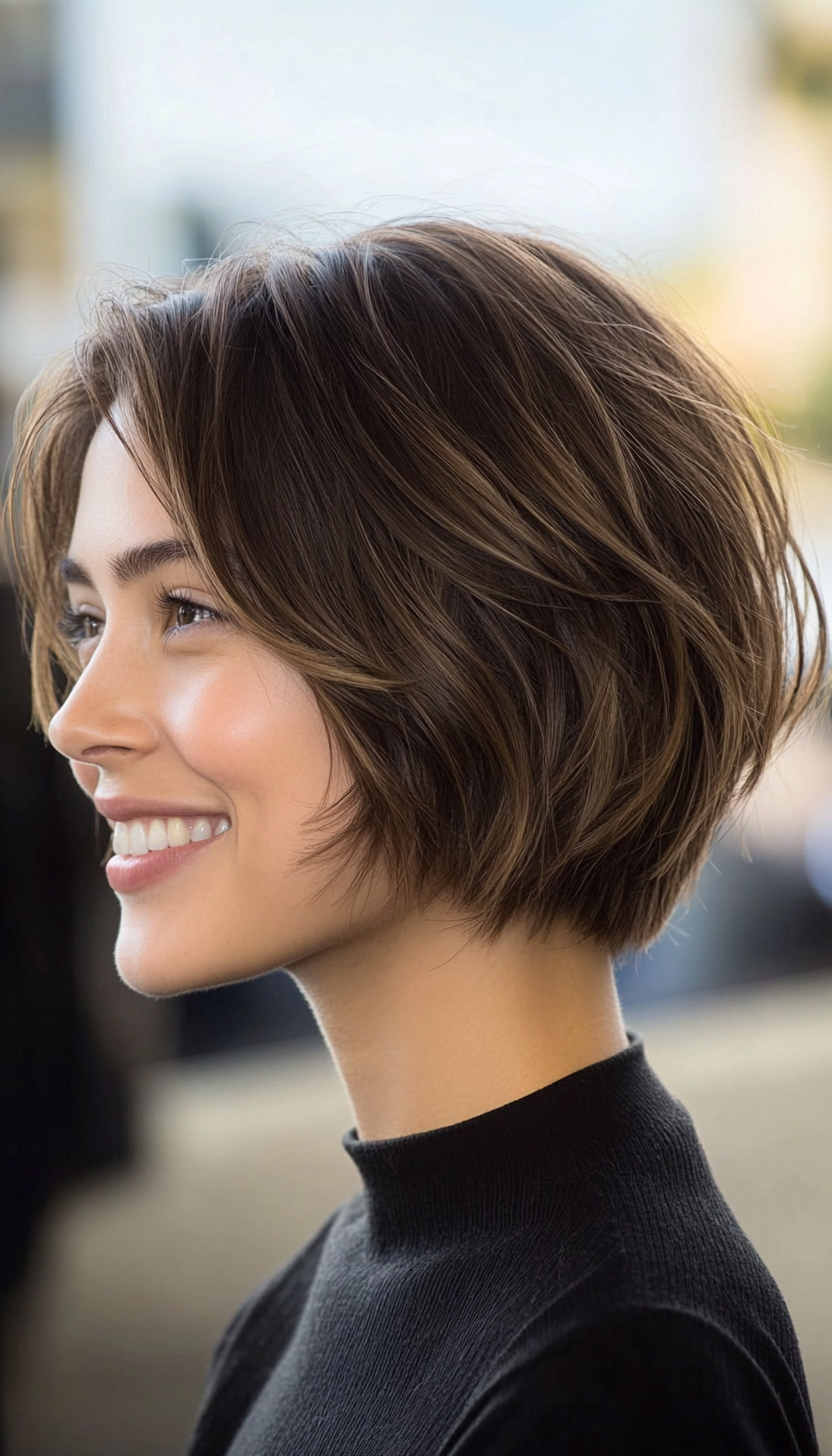 6. Wispy Walnut Bob (Short Shaggy Bob Hairstyles) - Short Shaggy Bob Hairstyles