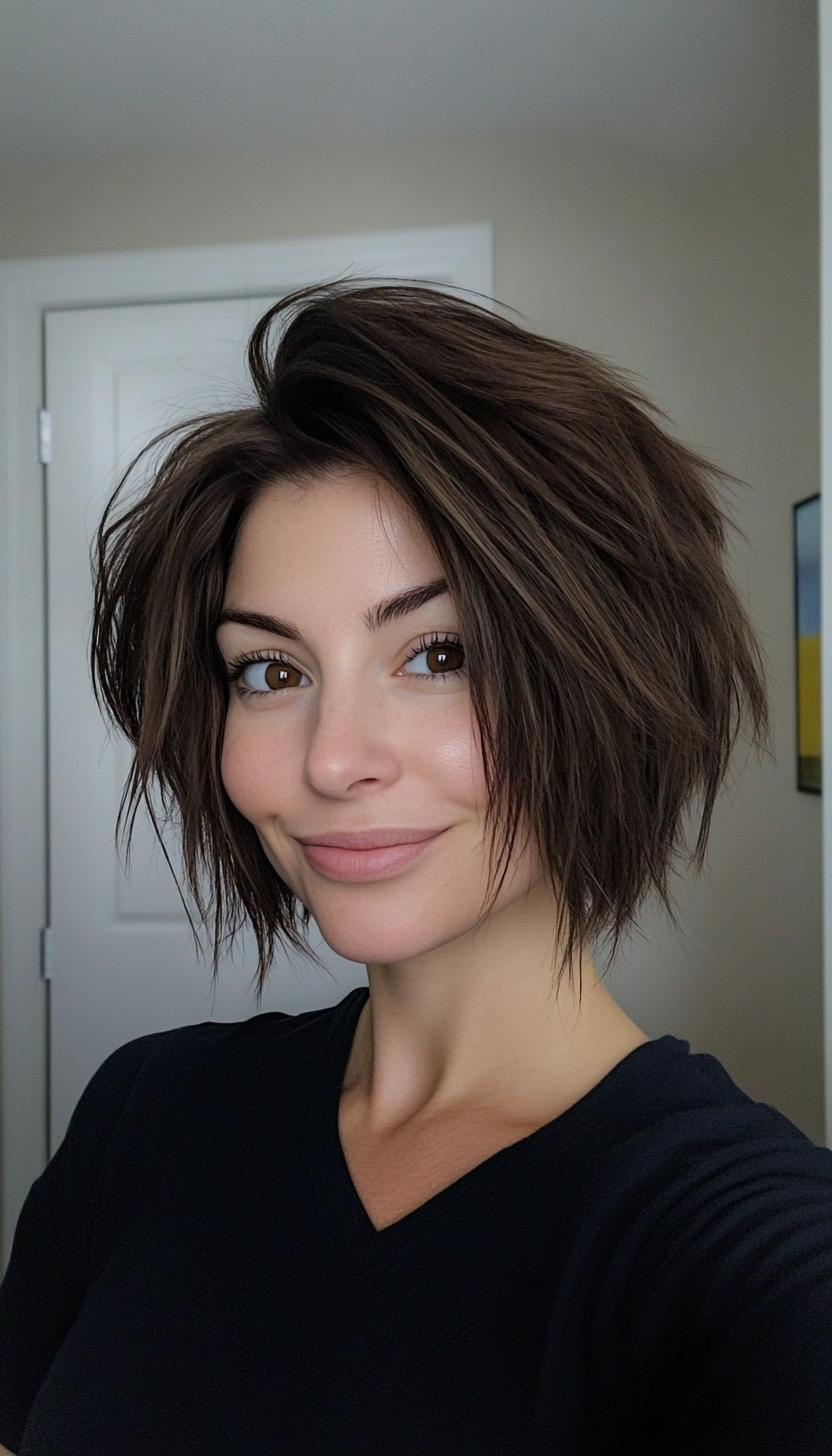 11. Textured Cocoa Bob (Short Shaggy Bob Hairstyles) - Short Shaggy Bob Hairstyles