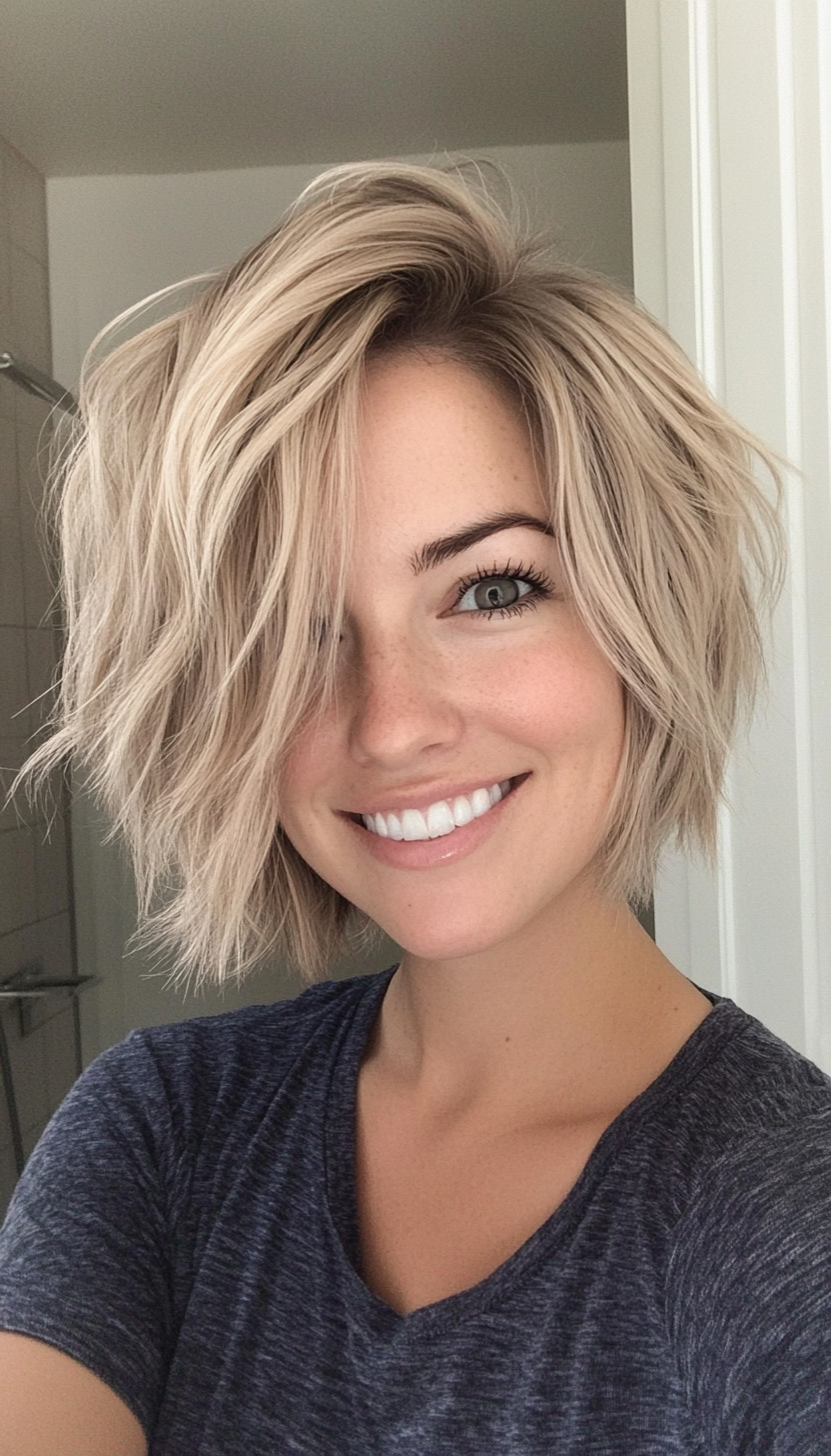 13. Ash Blonde Shaggy Bob (Short Shaggy Bob Hairstyles) - Short Shaggy Bob Hairstyles