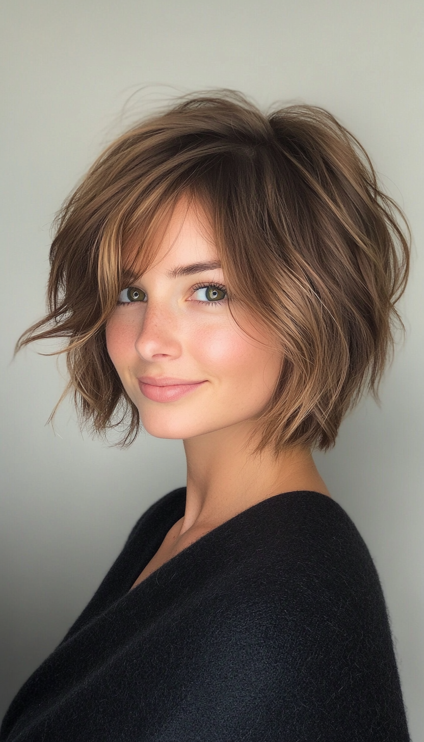 17. Face-Framing Hazel Bob (Short Shaggy Bob Hairstyles) - Short Shaggy Bob Hairstyles