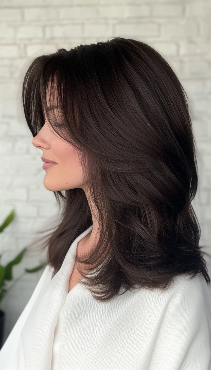 2. Soft Shag in Deep Espresso Brown (Medium Length Hairstyles For Thin Hair) - Medium Length Hairstyles For Thin Hair