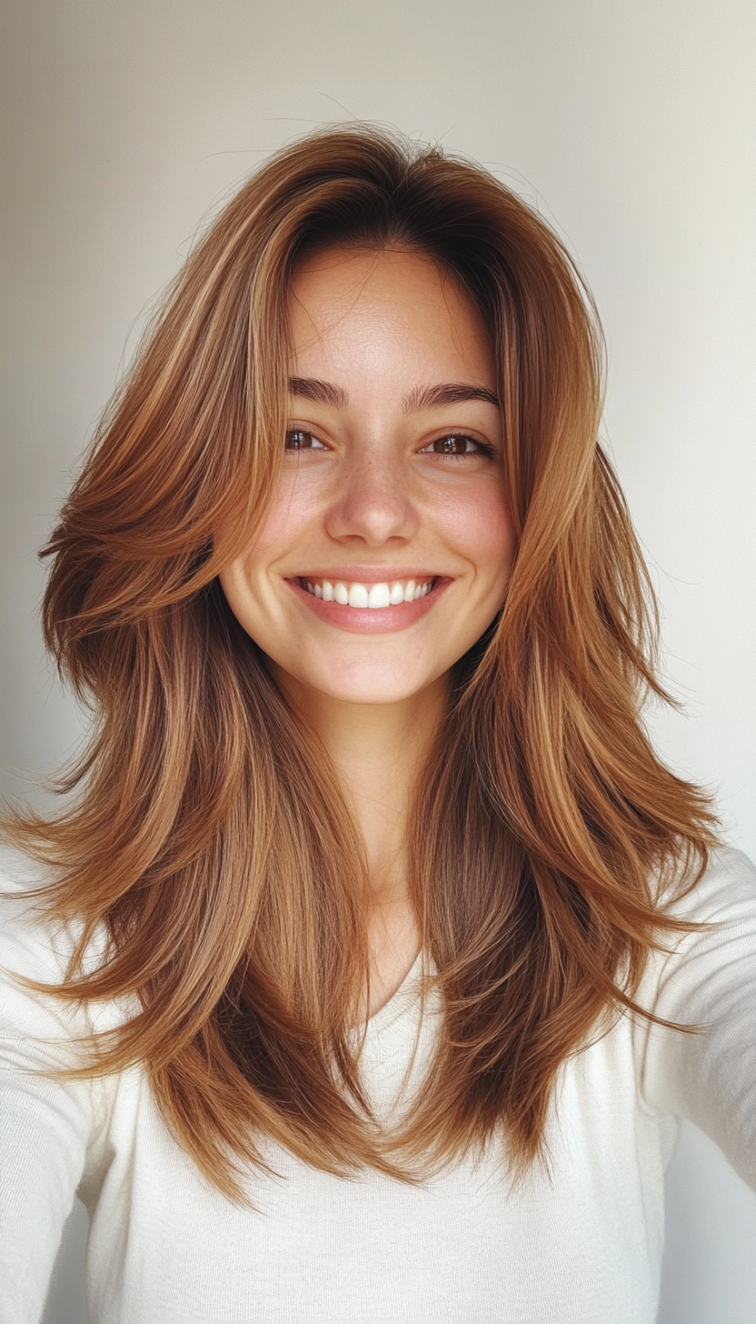 3. Wispy Layered Cut in Chestnut Brown (Medium Length Hairstyles For Thin Hair) - Medium Length Hairstyles For Thin Hair