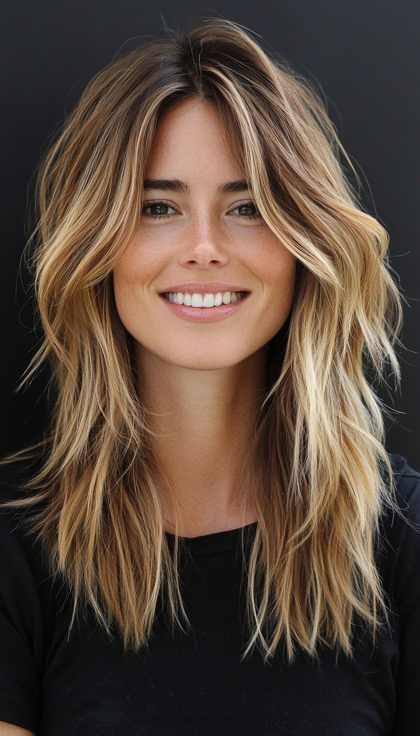 17. Messy Layers in Light Golden Brown (Medium Length Hairstyles For Thin Hair) - Medium Length Hairstyles For Thin Hair