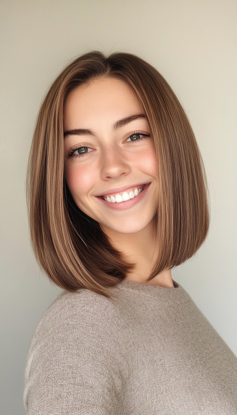 22. Classic Collarbone Cut in Warm Hazelnut Brown (Medium Length Hairstyles For Thin Hair) - Medium Length Hairstyles For Thin Hair