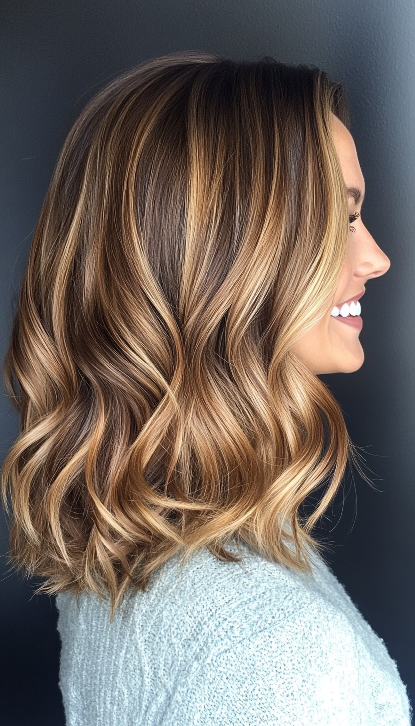 24. S-Curl Mid-Length Cut in Sun-Kissed Brown (Medium Length Hairstyles For Thin Hair) - Medium Length Hairstyles For Thin Hair