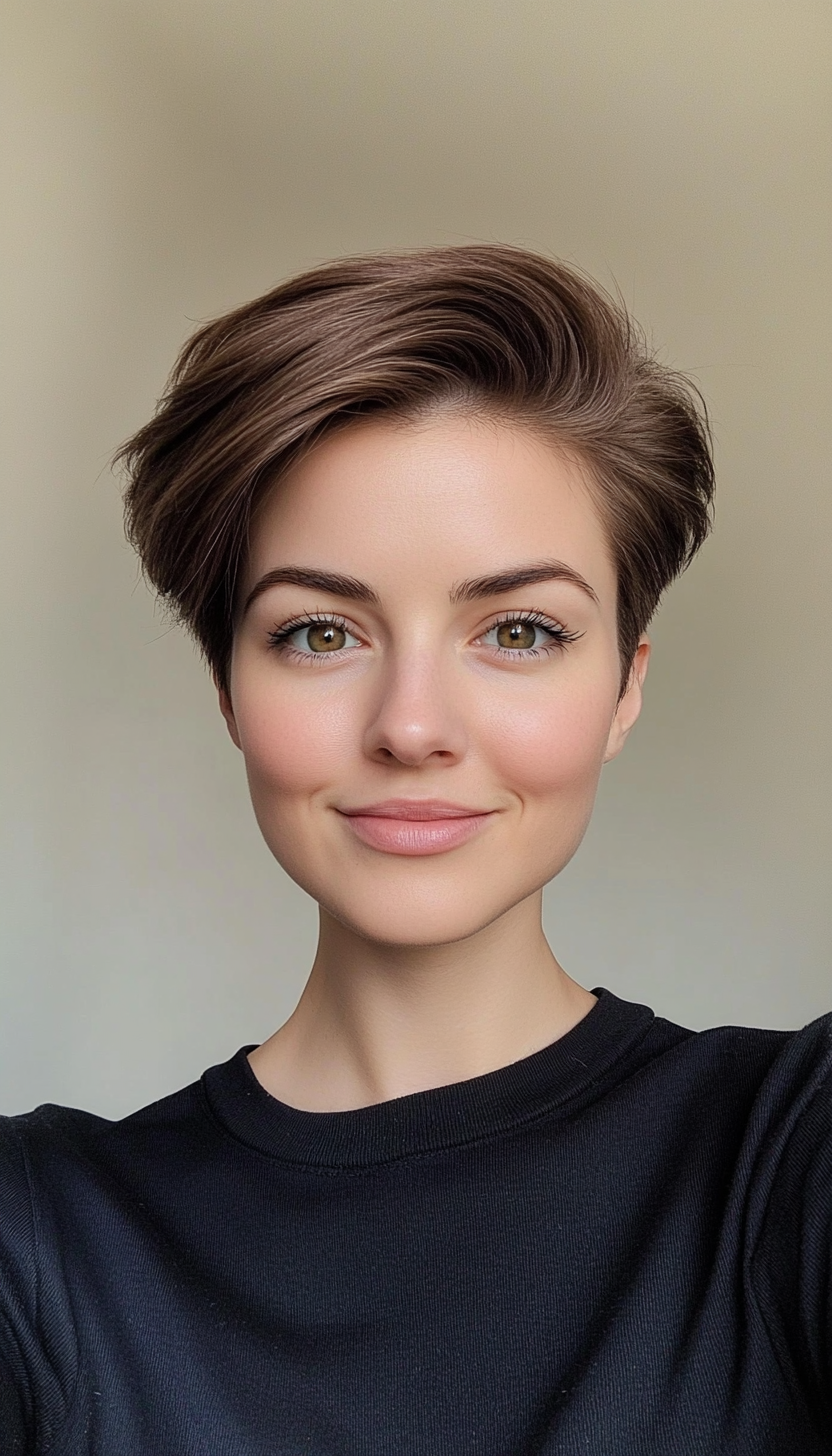 1. Classic Tapered Pixie in Deep Brown (Short Pixie Haircuts For Women) - Short Pixie Haircuts For Women