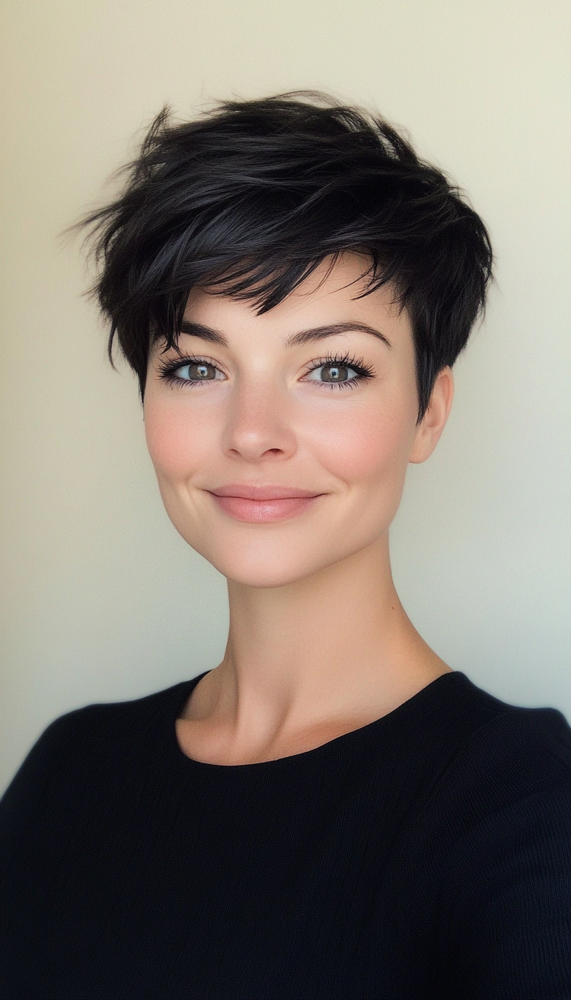 6. Short Textured Pixie in Soft Black (Short Pixie Haircuts For Women) - Short Pixie Haircuts For Women