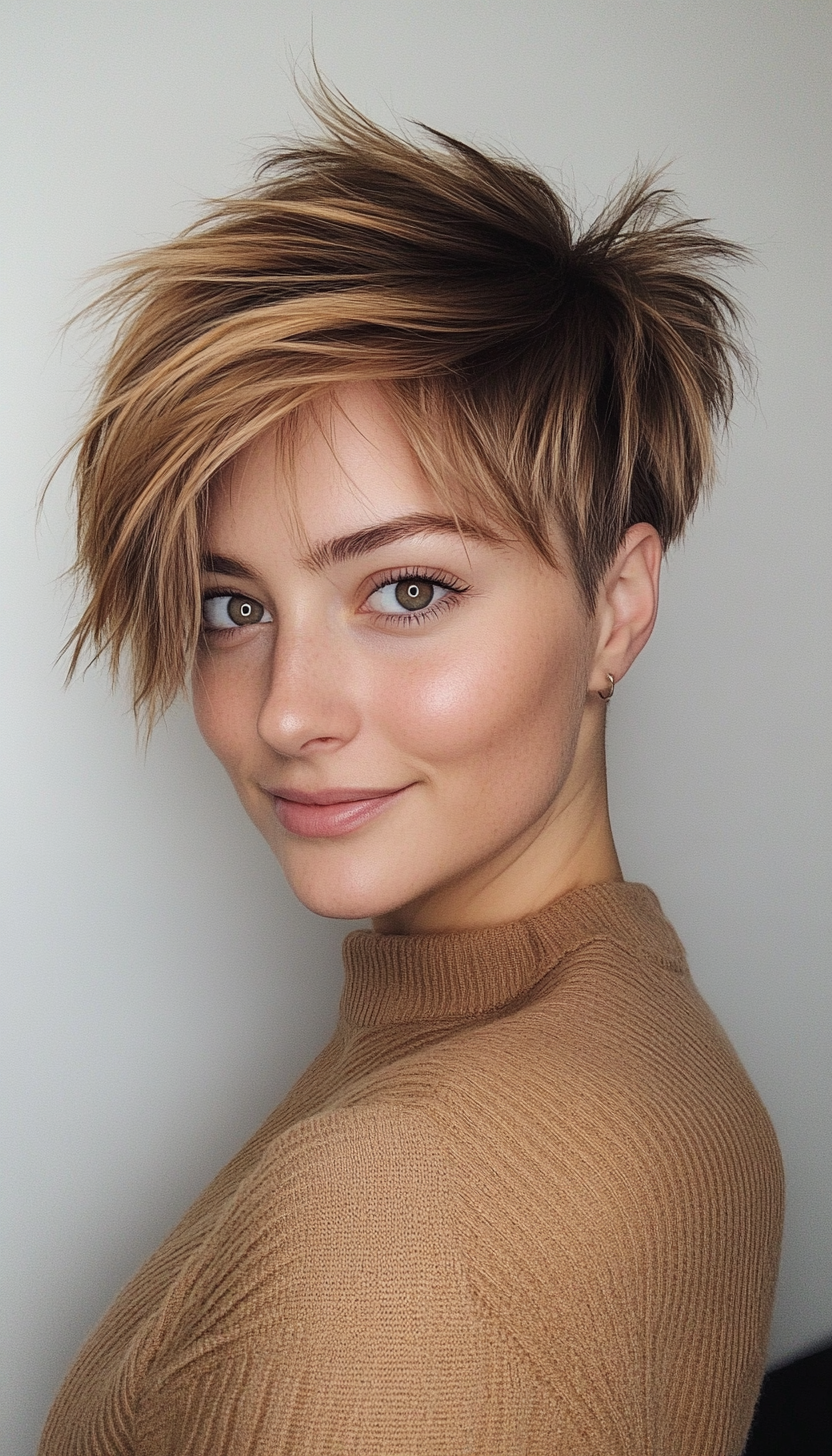 15. Messy Pixie in Soft Caramel (Short Pixie Haircuts For Women) - Short Pixie Haircuts For Women