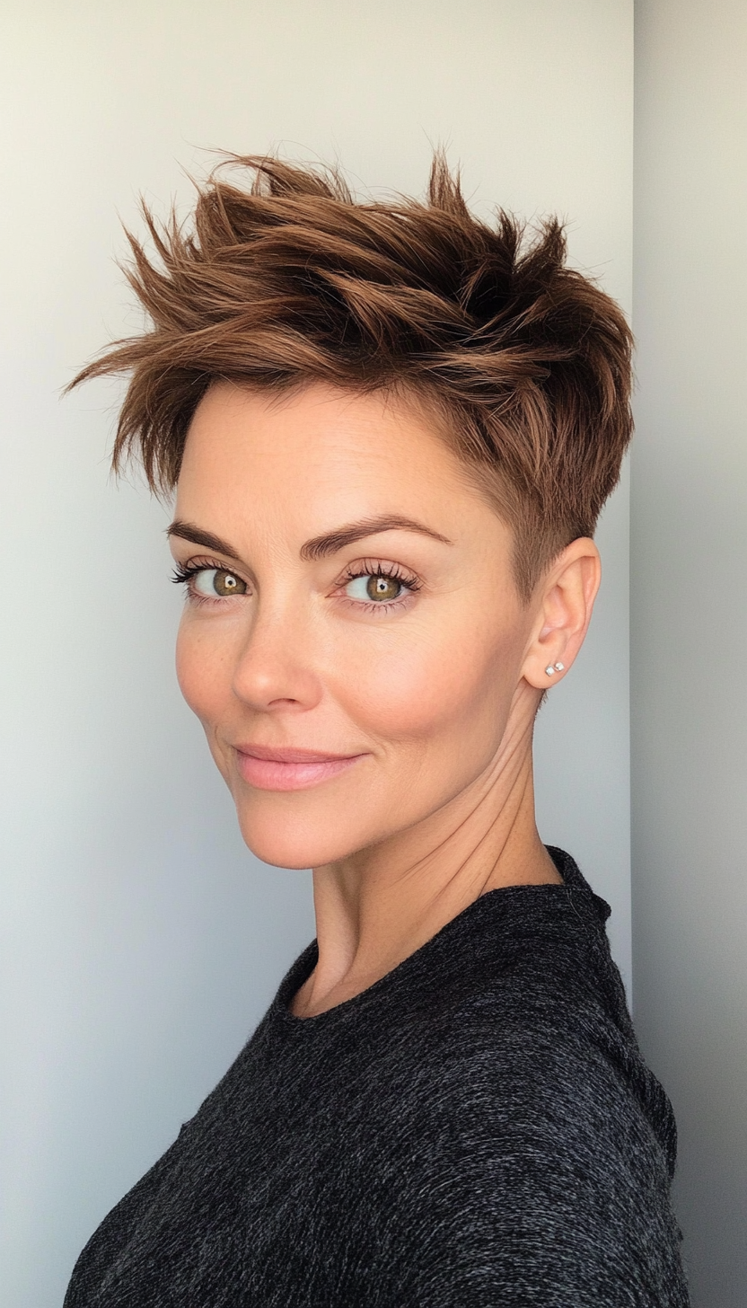 19. Spiky Pixie in Medium Brunette (Short Pixie Haircuts For Women) - Short Pixie Haircuts For Women